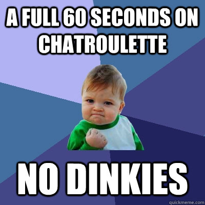 A full 60 seconds on ChatRoulette No dinkies  Success Kid