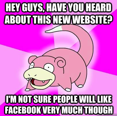 Hey guys, have you heard about this new website? I'm not sure people will like facebook very much though  Slowpoke