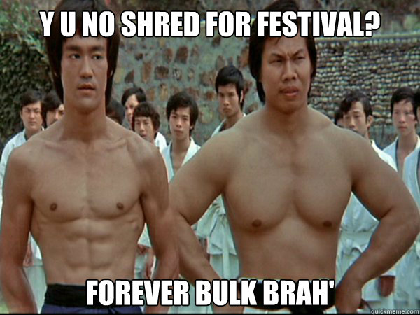 Y u no shred for festival? Forever Bulk brah' - Y u no shred for festival? Forever Bulk brah'  Bruce lee and Bolo