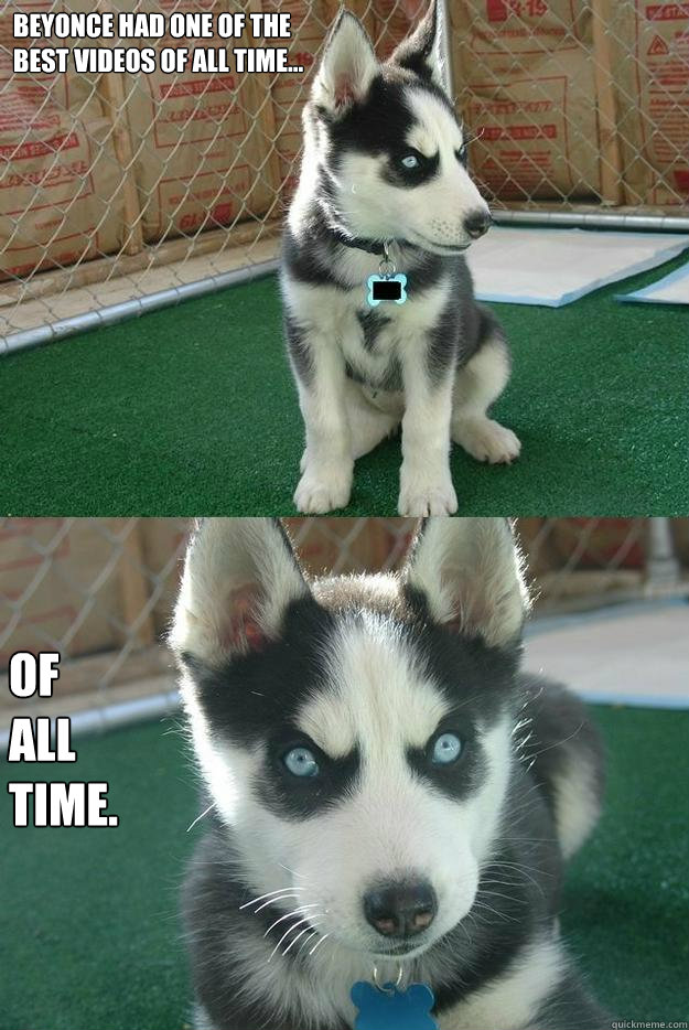 Beyonce had one of the 
best videos of all time... of 
all
time.  Insanity puppy