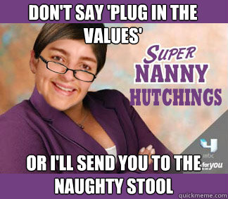 Don't say 'plug in the values' Or I'll send you to the Naughty stool  
