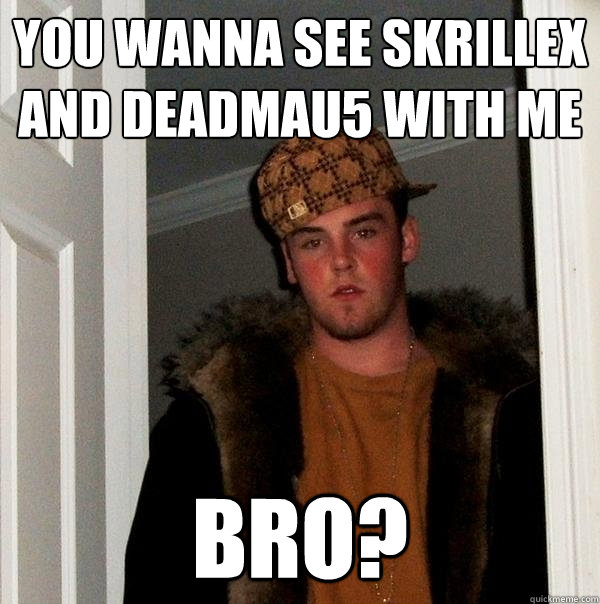 you wanna see skrillex and deadmau5 with me bro?  Scumbag Steve