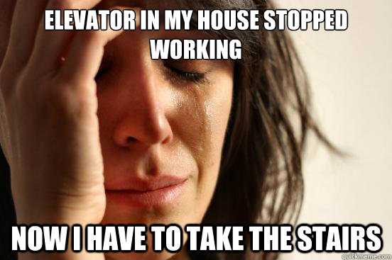 elevator in my house stopped working now i have to take the stairs  First World Problems