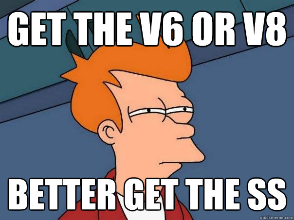 get the v6 or v8 better get the ss  Futurama Fry