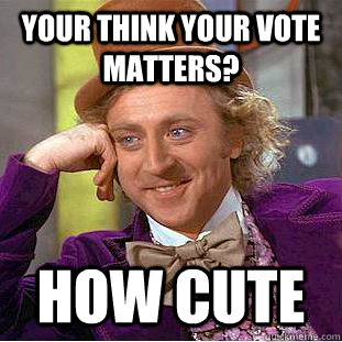 your think your vote matters? how cute - your think your vote matters? how cute  Condescending Wonka