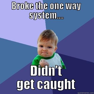 BROKE THE ONE WAY SYSTEM.... DIDN'T GET CAUGHT Success Kid