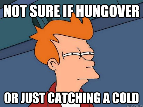 Not sure if hungover Or just catching a cold  Futurama Fry