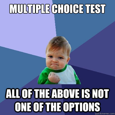 Multiple Choice test All of the above is not one of the options  Success Kid