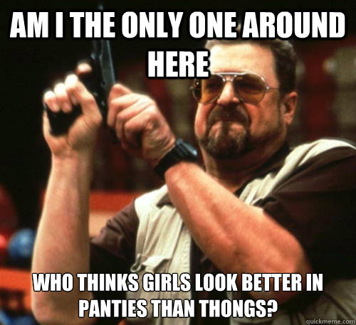 Am i the only one around here who thinks girls look better in panties than thongs?  Am I The Only One Around Here