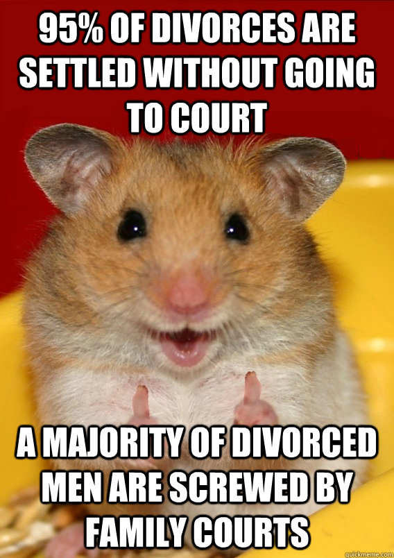 95% of divorces are settled without going to court A majority of divorced men are screwed by family courts  Rationalization Hamster