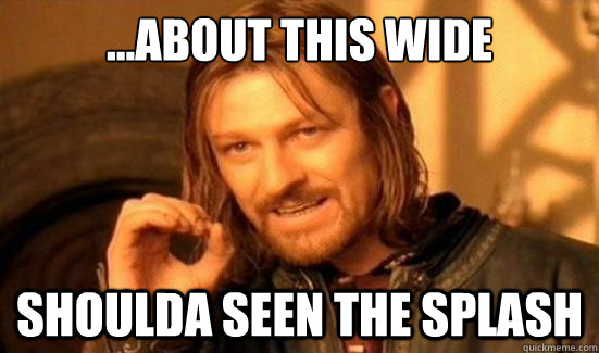 ...about this wide shoulda seen the splash  Boromir