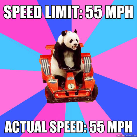 Speed limit: 55 mph Actual speed: 55 mph  