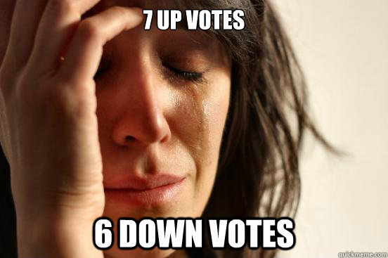 7 up votes 6 down votes  First World Problems