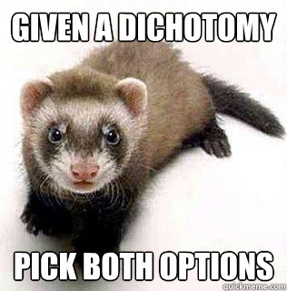 Given a dichotomy PICK BOTH OPTIONS  Logical Fallacy Ferret
