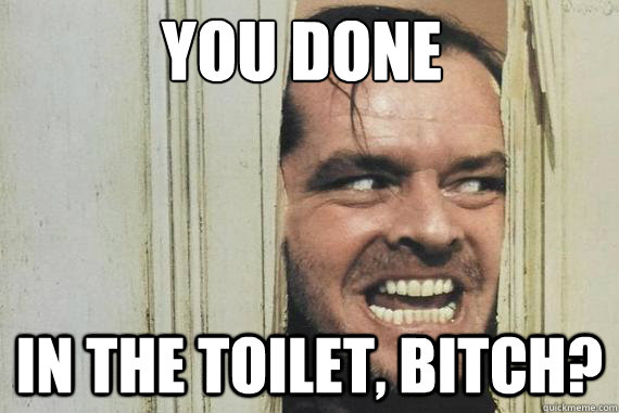YOU DONE IN THE TOILET, BITCH?  
