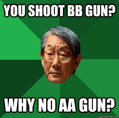 You shoot BB gun? Why No AA gun?  - You shoot BB gun? Why No AA gun?   High Expectations Asian Father