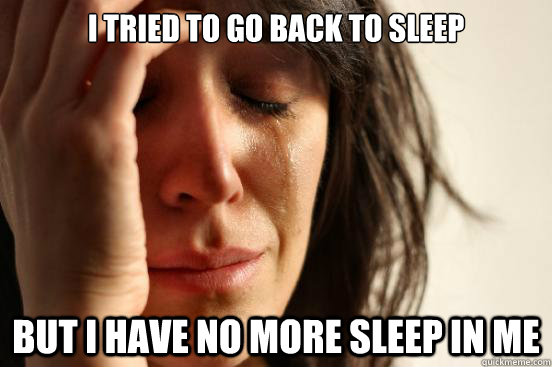 I tried to go back to sleep But i have no more sleep in me  First World Problems