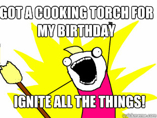Got a cooking torch for my Birthday ignite all the things!  All The Things