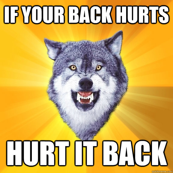 If your back hurts Hurt IT BACK - If your back hurts Hurt IT BACK  Courage Wolf