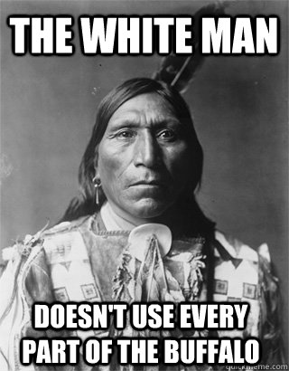 The white man doesn't use every part of the buffalo  Vengeful Native American
