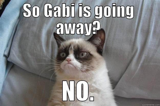 SO GABI IS GOING AWAY? NO. Grumpy Cat