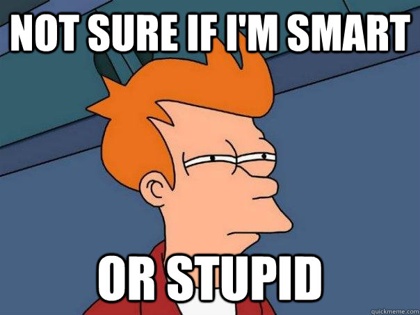 Not sure if I'm smart Or stupid  Futurama Fry