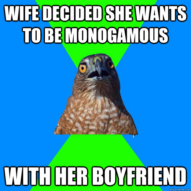 wife decided she wants to be monogamous with her boyfriend - wife decided she wants to be monogamous with her boyfriend  Hawkward