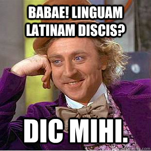 Babae! linguam latinam discis? Dic mihi.  Creepy Wonka