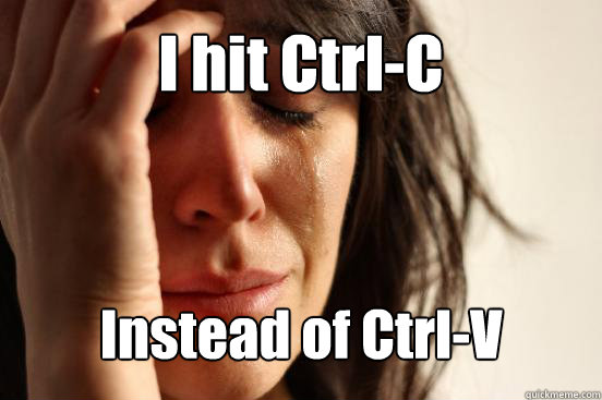 I hit Ctrl-C Instead of Ctrl-V  First World Problems