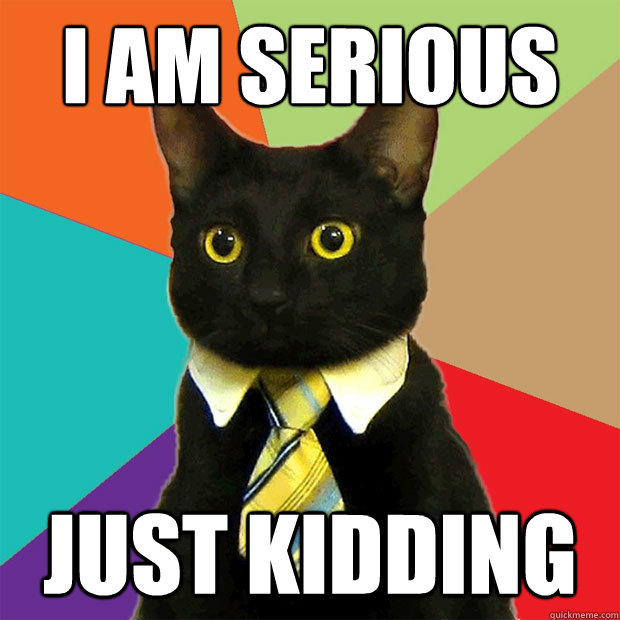 I am serious Just kidding  Business Cat