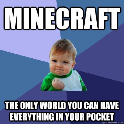 minecraft the only world you can have everything in your pocket Caption 3 goes here  Success Kid