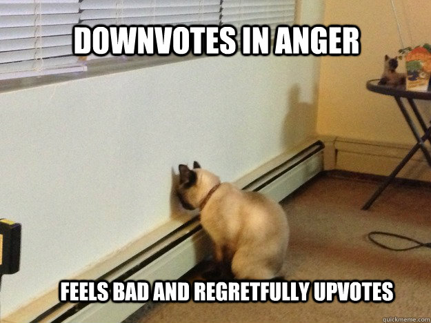 Downvotes in anger Feels bad and regretfully upvotes - Downvotes in anger Feels bad and regretfully upvotes  Misc