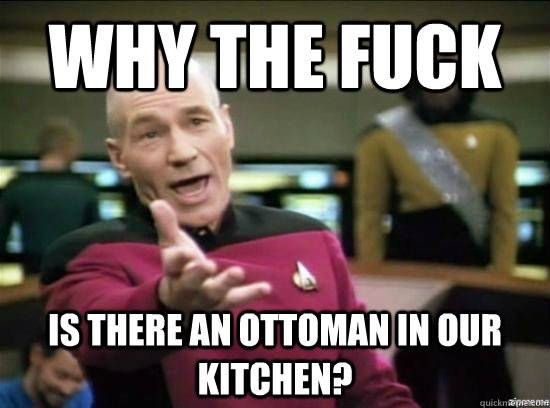 Why the fuck is there an ottoman in our kitchen?  Annoyed Picard HD