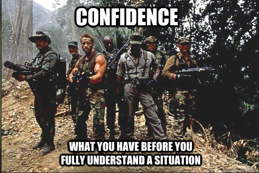 Confidence What you have before you fully understand a situation  Predator