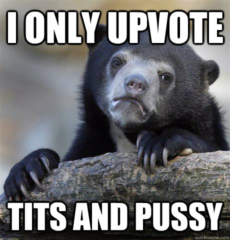 I only upvote  tits and pussy  Confession Bear