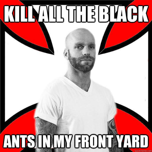 Kill all the black ants in my front yard  Skinhead with a Heart of Gold
