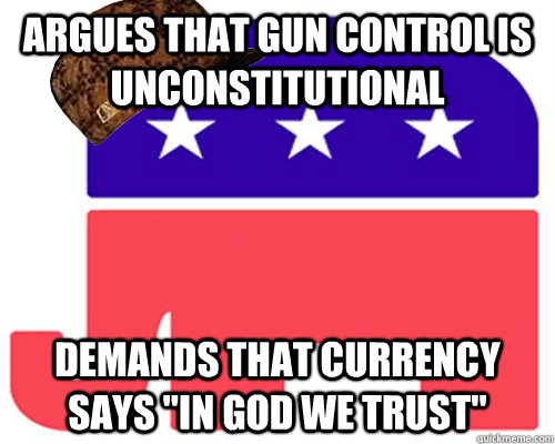 Argues that gun control is unconstitutional Demands that currency says 