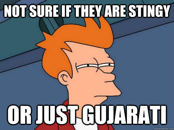 not sure if they are stingy or just gujarati  Futurama Fry