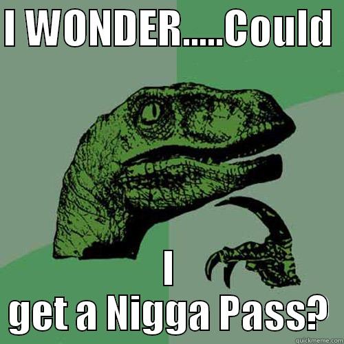 I WONDER.....COULD  I GET A NIGGA PASS? Philosoraptor