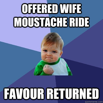 Offered wife moustache ride favour returned  Success Kid