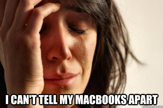   I can't tell my MacBooks apart  First World Problems
