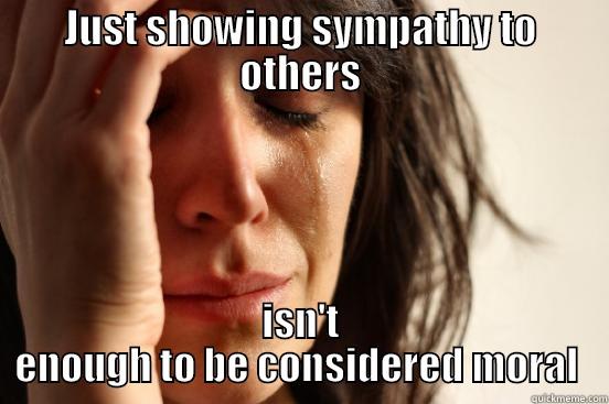 JUST SHOWING SYMPATHY TO OTHERS ISN'T ENOUGH TO BE CONSIDERED MORAL  First World Problems