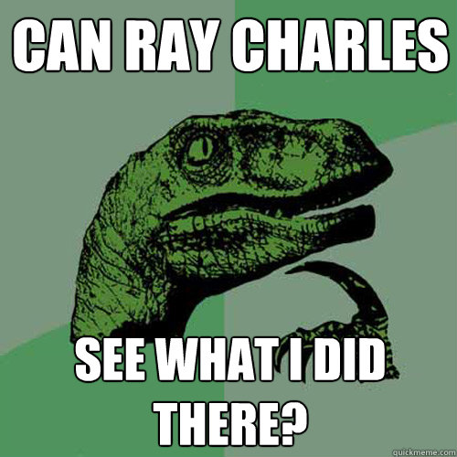 Can Ray Charles see what I did there? - Can Ray Charles see what I did there?  Philosoraptor