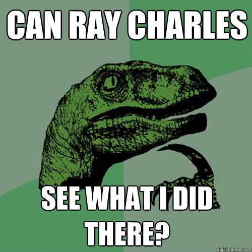 Can Ray Charles see what I did there?  Philosoraptor