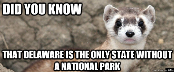 Did you know That Delaware is the only state without a national park  Fun-Fact-Ferret