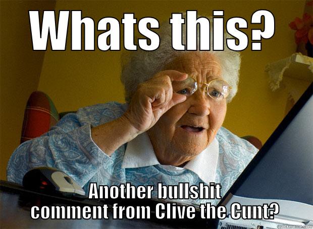 WHATS THIS? ANOTHER BULLSHIT COMMENT FROM CLIVE THE CUNT? Grandma finds the Internet