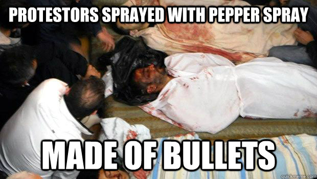 Protestors Sprayed with Pepper Spray made of Bullets  Third World Problems