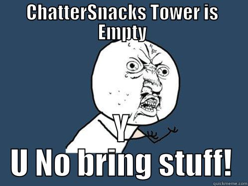 CHATTERSNACKS TOWER IS EMPTY Y U NO BRING STUFF! Y U No