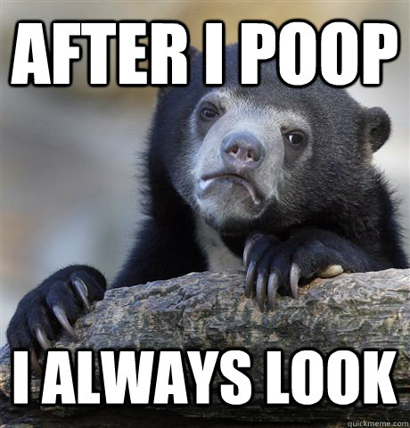 After I poop I always look  Confession Bear