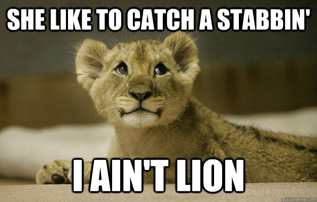 she like to catch a stabbin' I ain't lion - she like to catch a stabbin' I ain't lion  Horny Lion